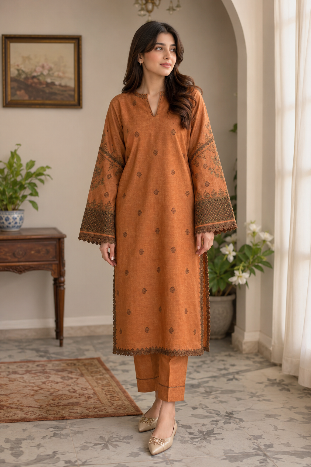 3Pcs Women Unstitched Embroidered Suit