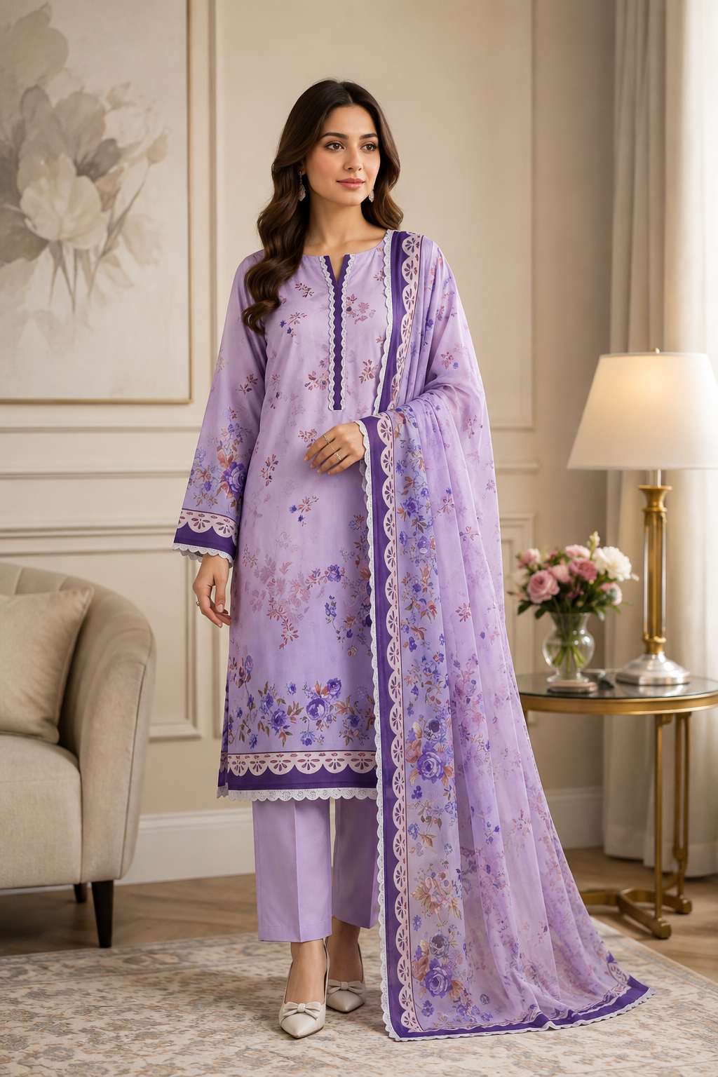 3Pcs Printed Lawn Suit