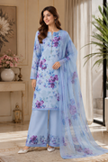 3Pcs Swiss Lawn Suit Blue