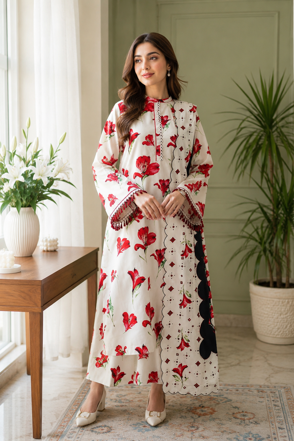 3Pcs Unstitched Printed Lawn Suit