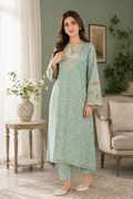 Lawn 3Pcs Mint Green Embroidered Suit