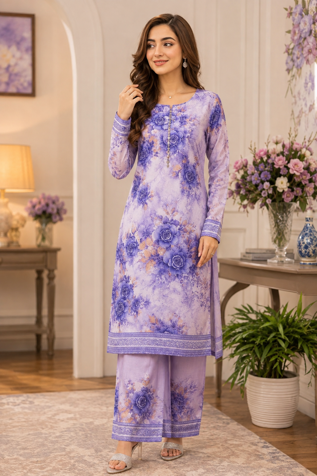 Floral Print Lawn Suit